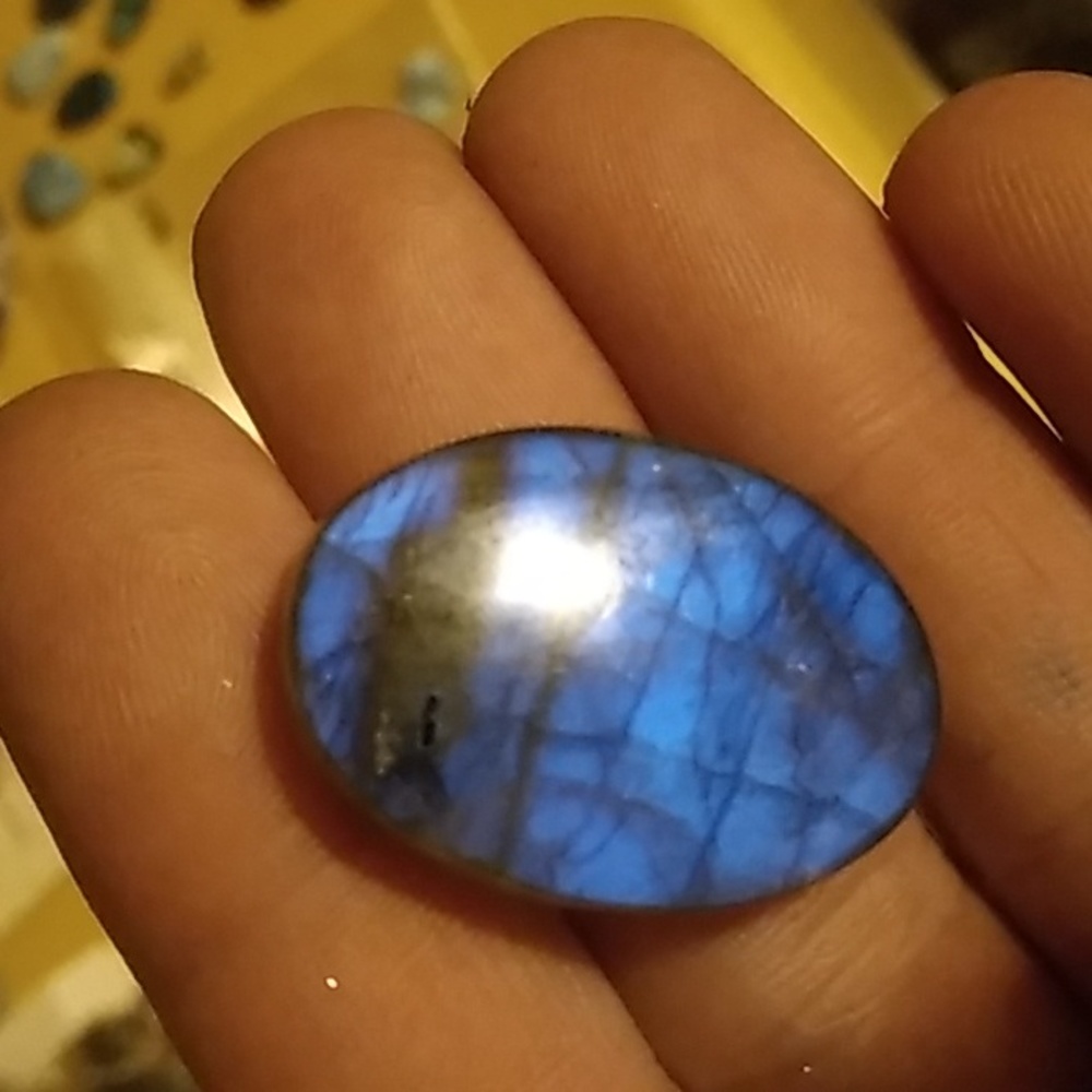 Stunning neon blue purple labradorite cabochon